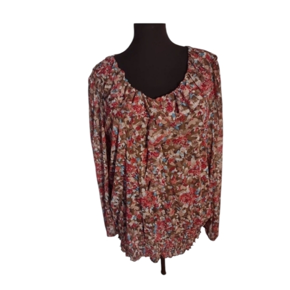 Flowy ruffle v neck dark academia poet style floral long sleeve Tunic top sz 3x - Picture 3 of 12
